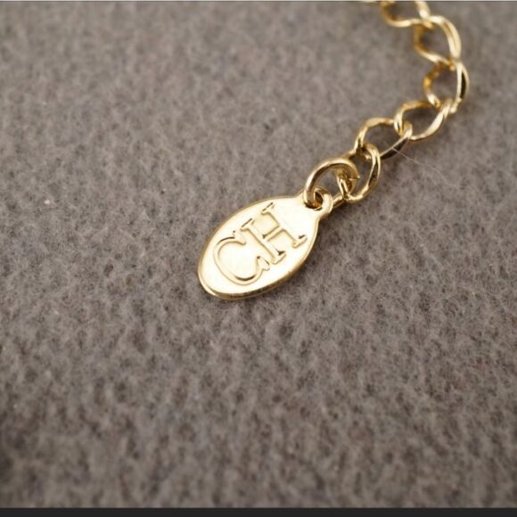 VINTAGE ART DECO STYLE GOLD TONE CRYSTAL STONE FAUX PEARL LAVALIERE SIGNED CG - Picture 6 of 6